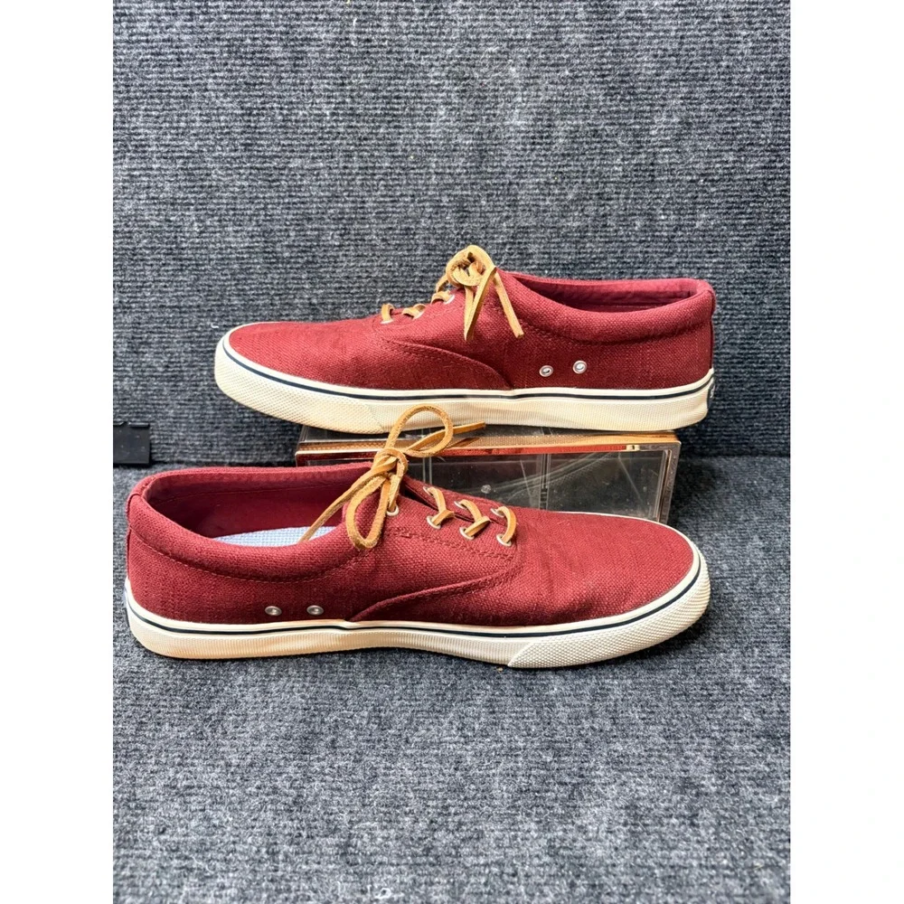 Sperry Mens Striper II CVO Burlap Red Canvas Sneakers STS23057 Size 11